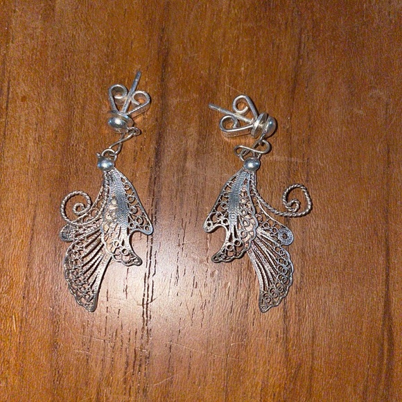Gorgeous filigree silver boho earrings vintage